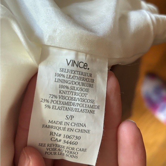 Vince Slim Lambskin Leather Moto Jacket Off-White, Size Small - Picture 8 of 11